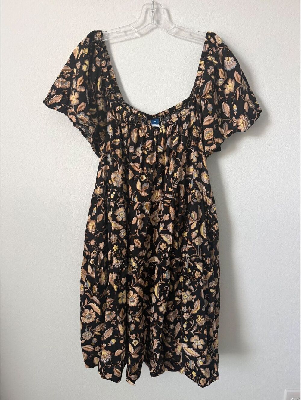 Old Navy Short Sleeve Square Neck Floral Cotton Blend Mini Dress Women's Size 3X